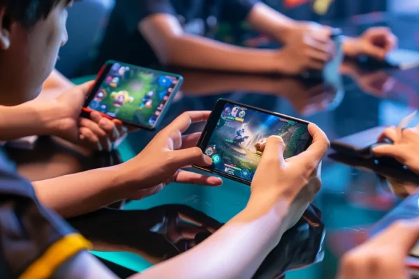 the esports team playing moblie game
