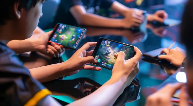 the esports team playing moblie game
