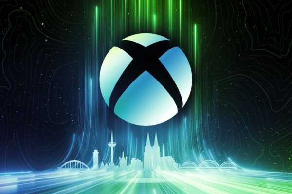 “Empty Microsoft gaming studio with Xbox and Perfect Dark logos, symbolizing layoffs and cancellations in 2025.”